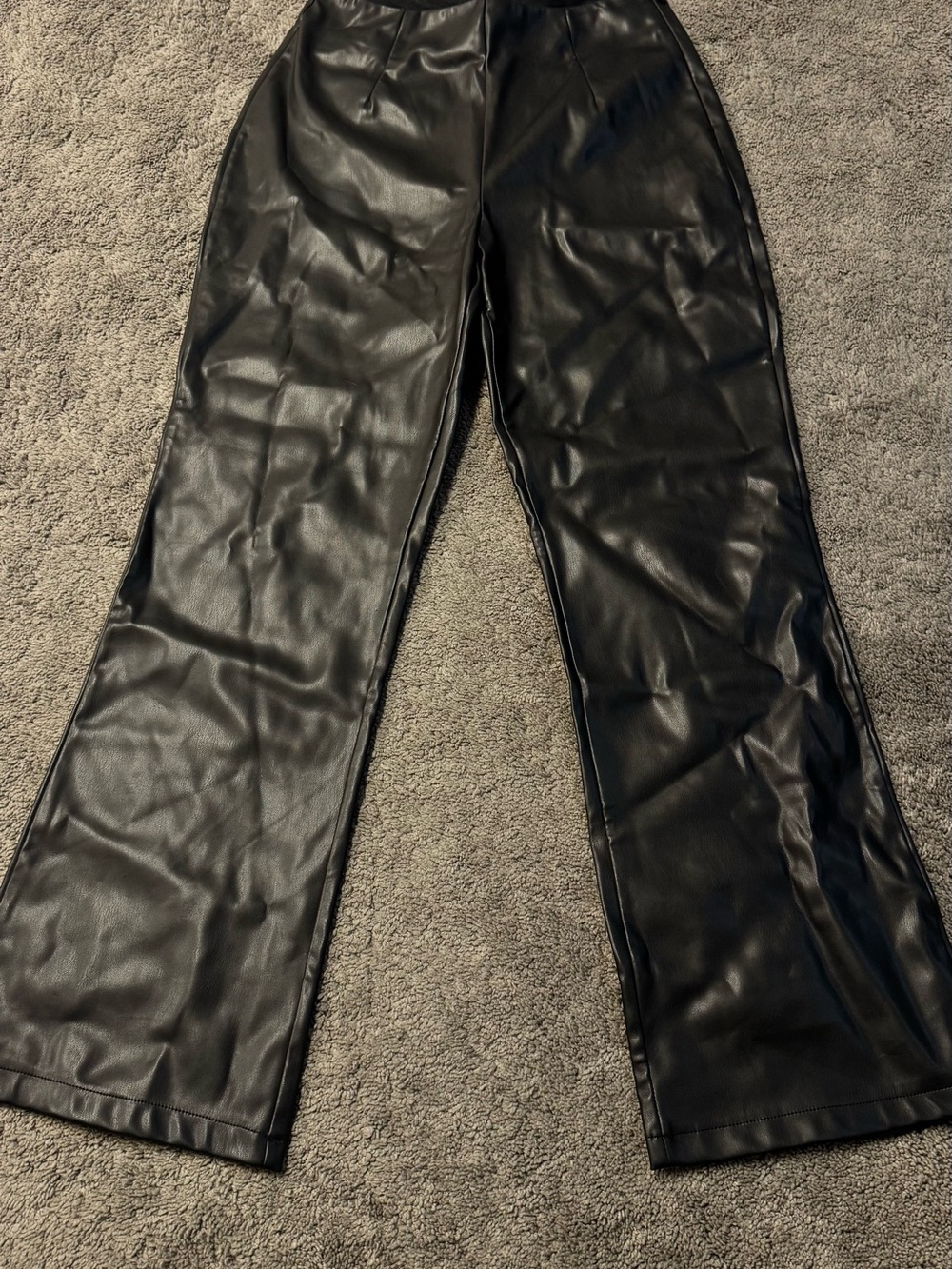 ASOS Black Faux Leather Wide-Leg Pants
